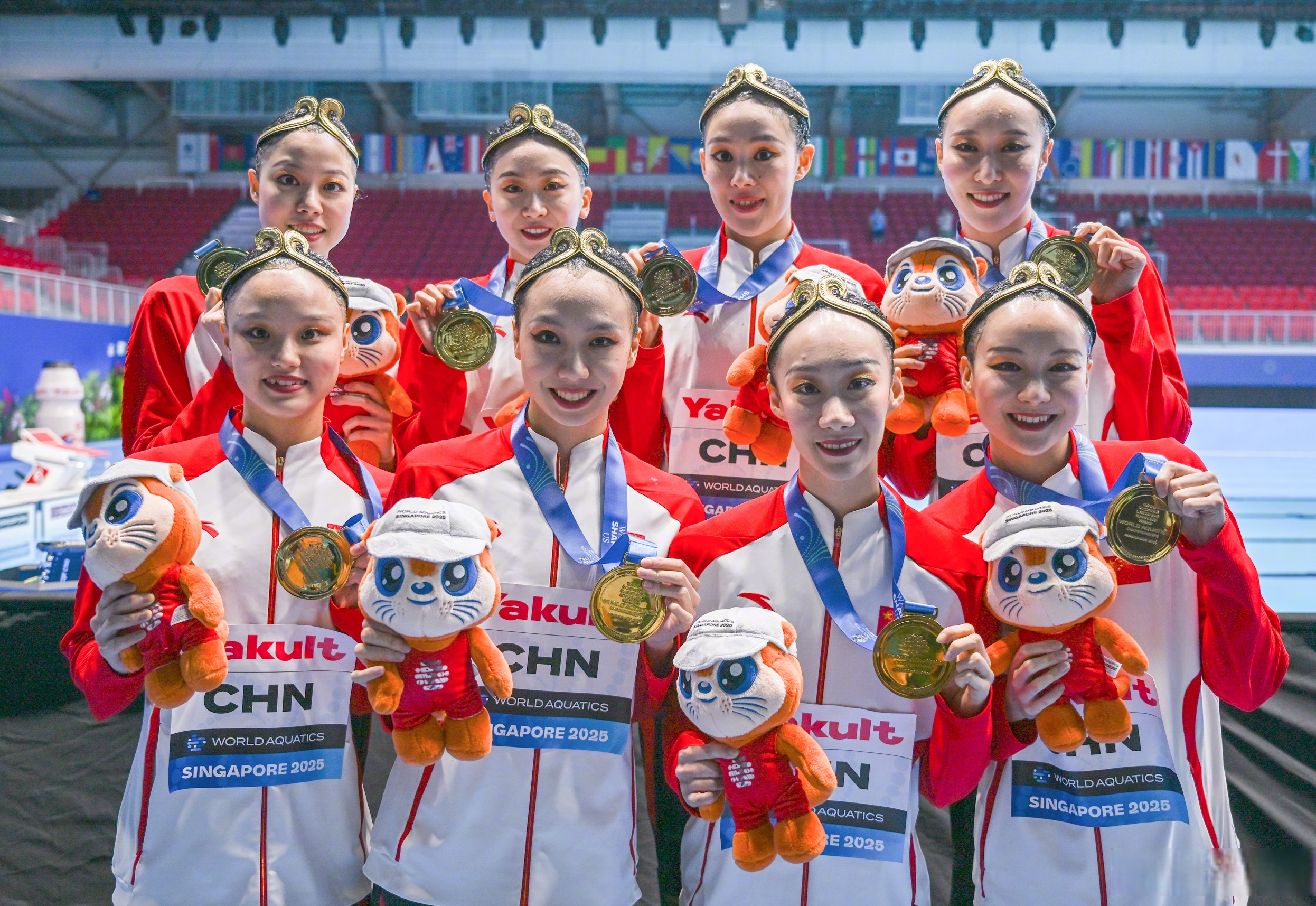 加拿大花游队获得团体自由自选金牌